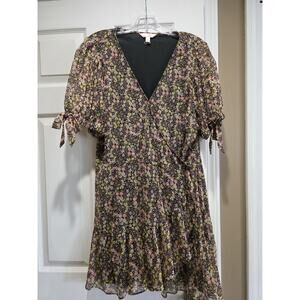 LC Lauren Conrad Dress Size XL Floral Wrap Short Sleeve Lined Elastic Waist